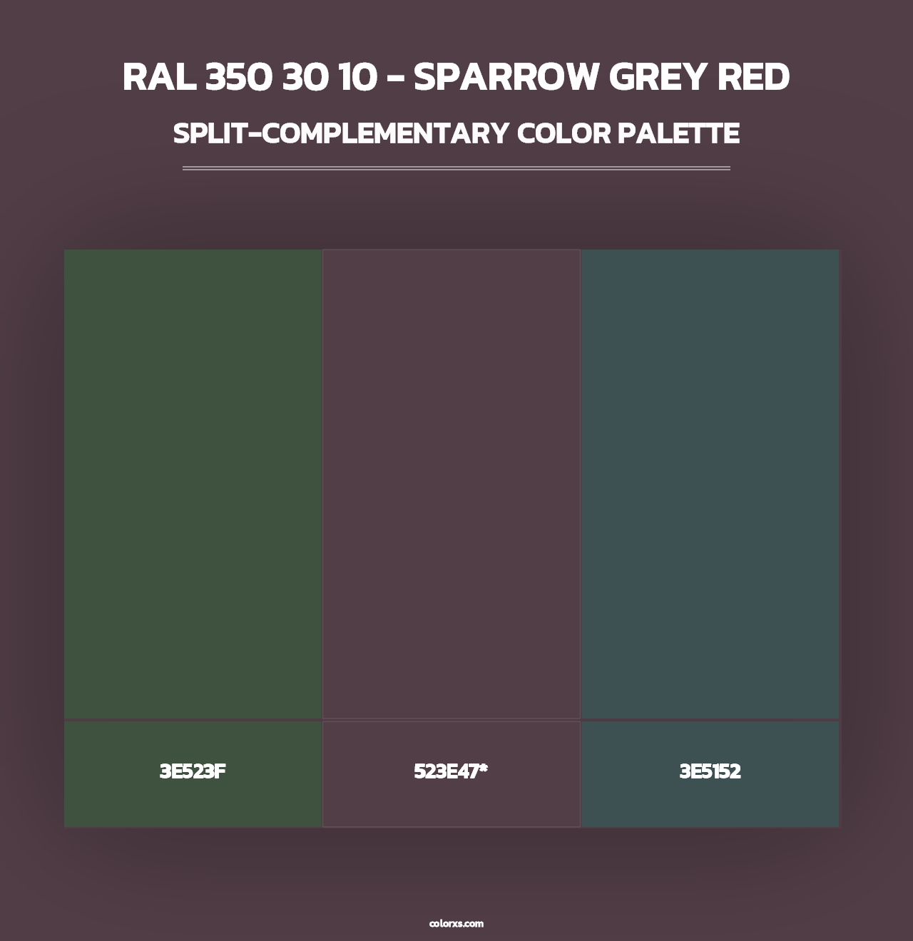 RAL 350 30 10 - Sparrow Grey Red - Split-Complementary Color Palette