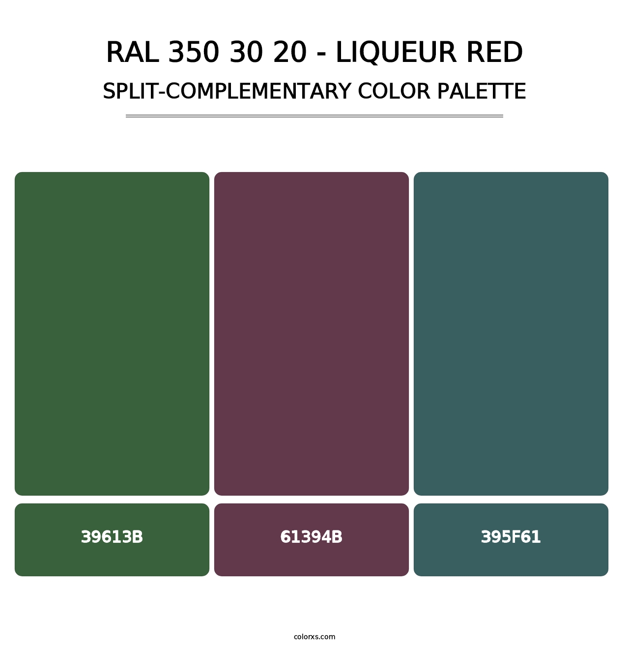 RAL 350 30 20 - Liqueur Red - Split-Complementary Color Palette