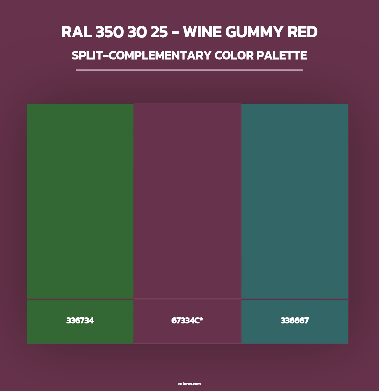 RAL 350 30 25 - Wine Gummy Red - Split-Complementary Color Palette