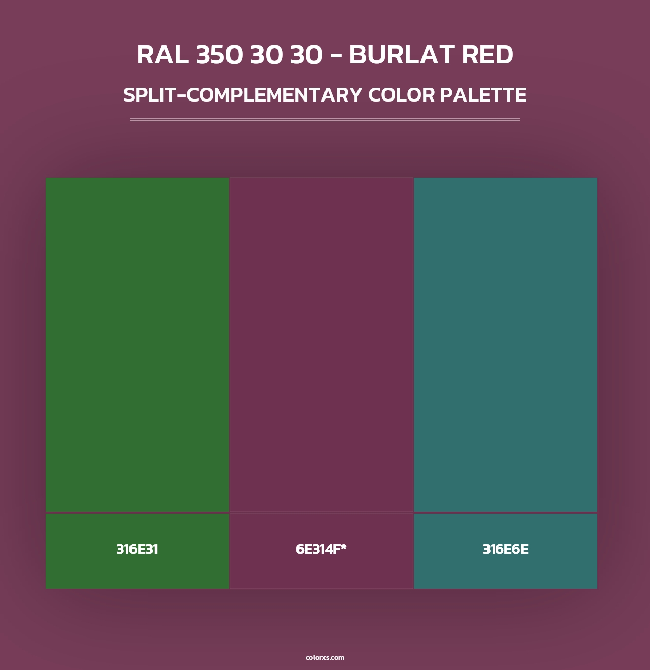 RAL 350 30 30 - Burlat Red - Split-Complementary Color Palette
