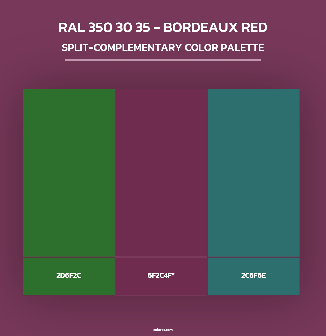 RAL 350 30 35 - Bordeaux Red - Split-Complementary Color Palette