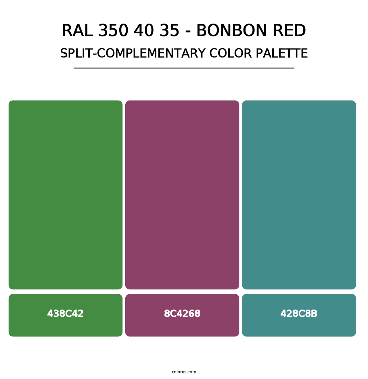 RAL 350 40 35 - Bonbon Red - Split-Complementary Color Palette