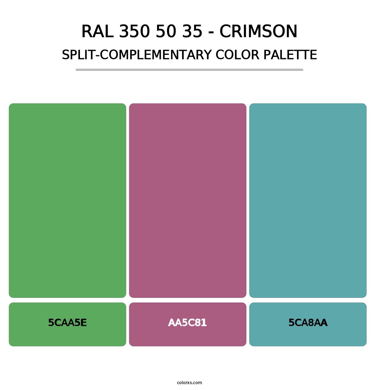 RAL 350 50 35 - Crimson - Split-Complementary Color Palette