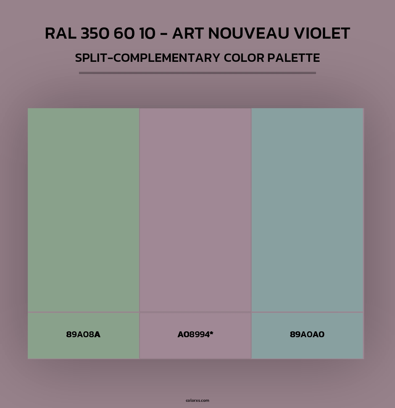 RAL 350 60 10 - Art Nouveau Violet - Split-Complementary Color Palette