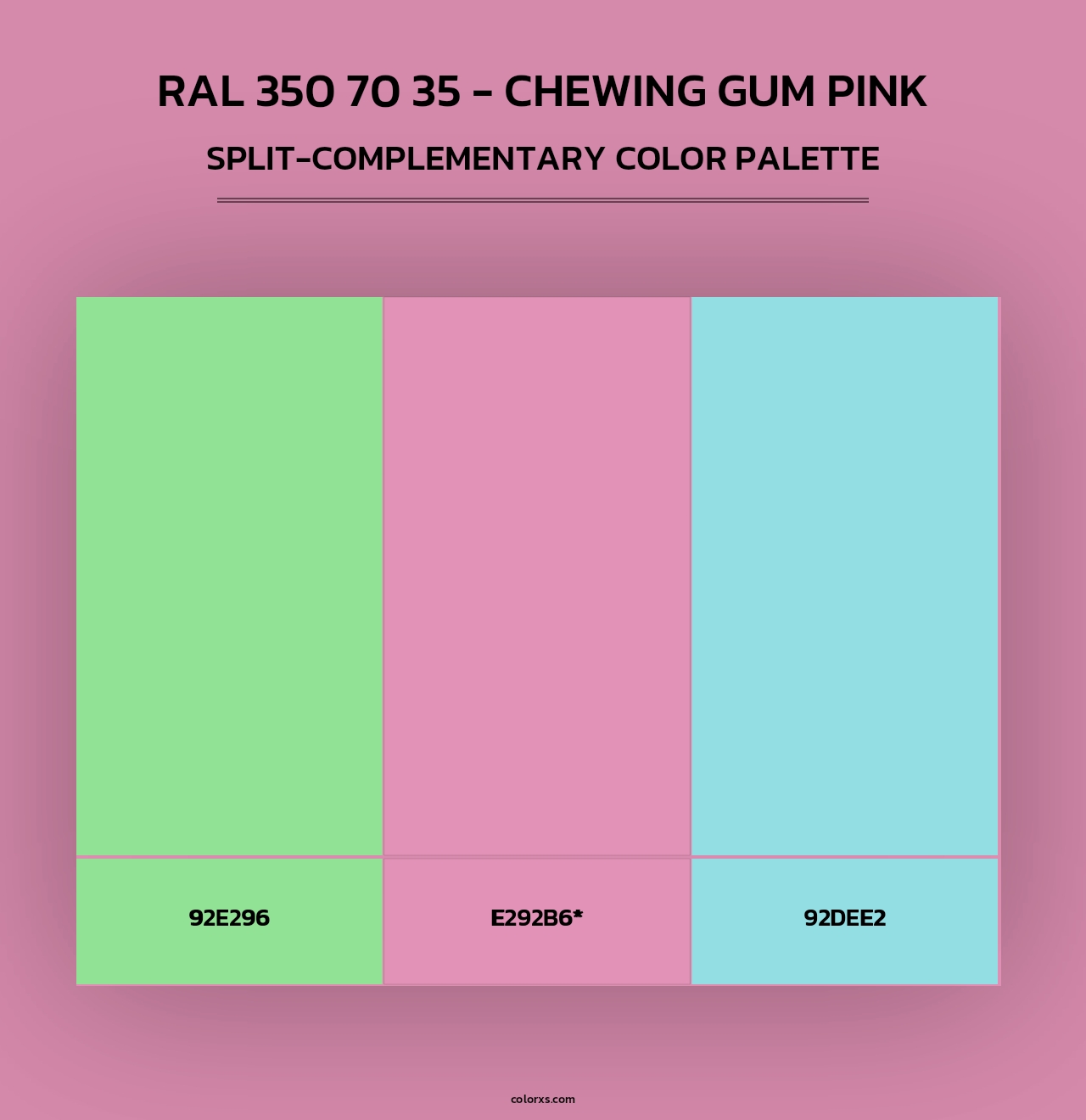 RAL 350 70 35 - Chewing Gum Pink - Split-Complementary Color Palette