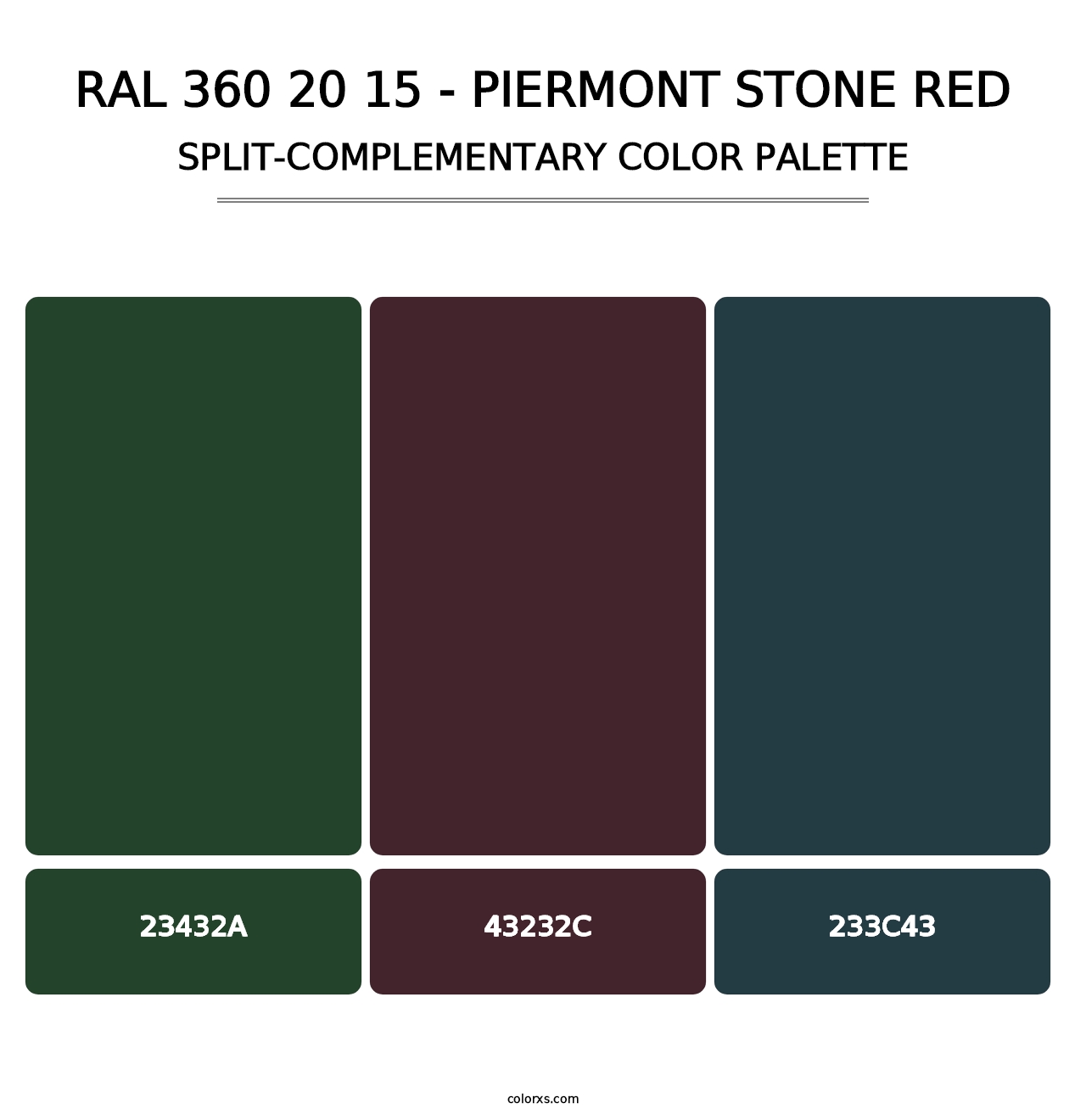 RAL 360 20 15 - Piermont Stone Red - Split-Complementary Color Palette