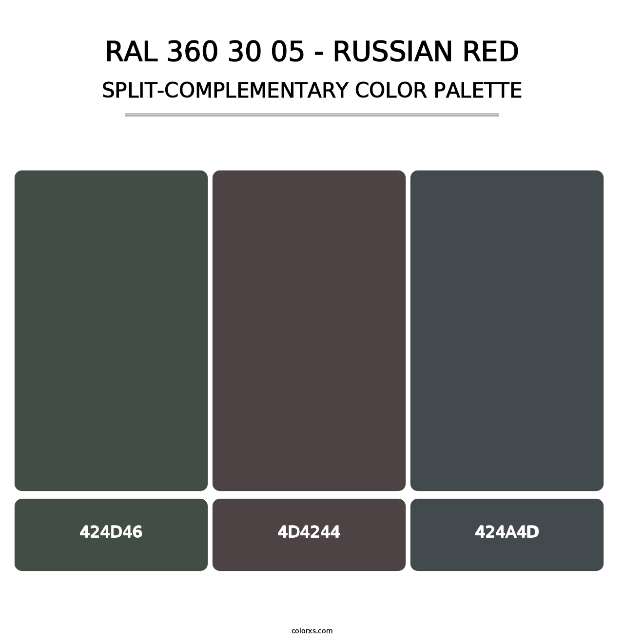 RAL 360 30 05 - Russian Red - Split-Complementary Color Palette