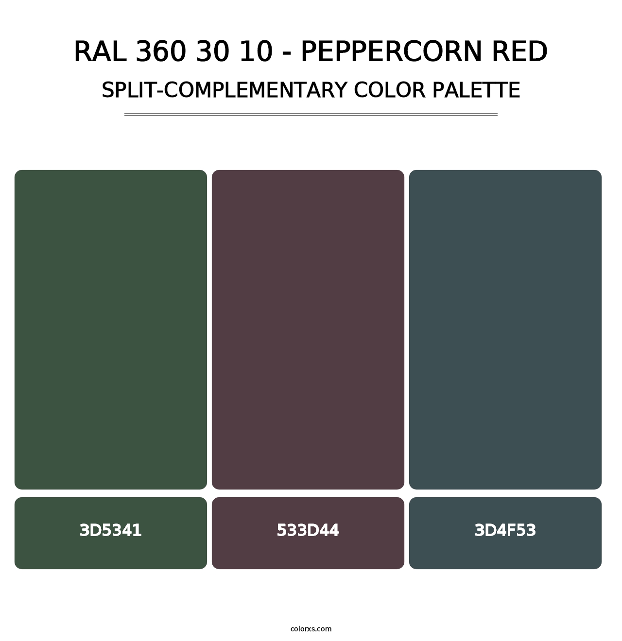 RAL 360 30 10 - Peppercorn Red - Split-Complementary Color Palette