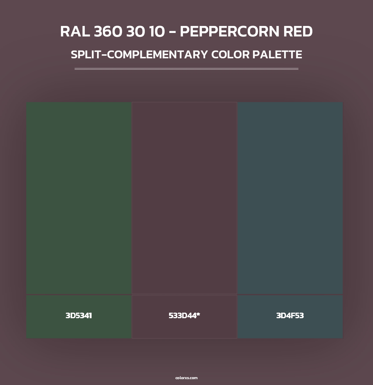 RAL 360 30 10 - Peppercorn Red - Split-Complementary Color Palette