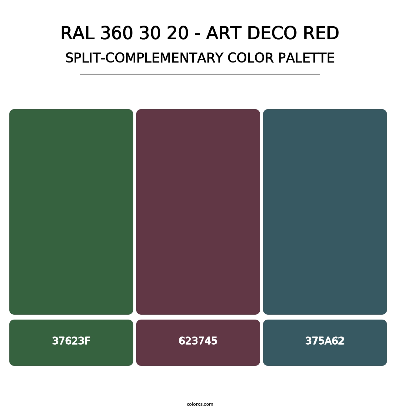 RAL 360 30 20 - Art Deco Red - Split-Complementary Color Palette
