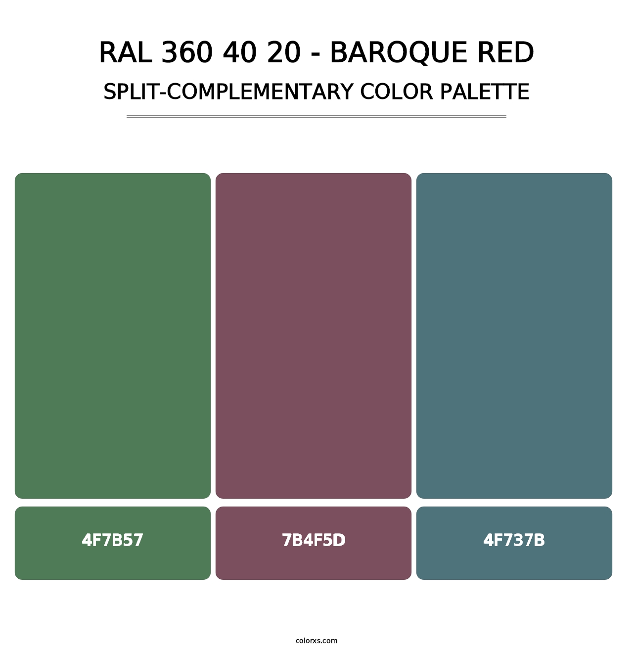 RAL 360 40 20 - Baroque Red - Split-Complementary Color Palette