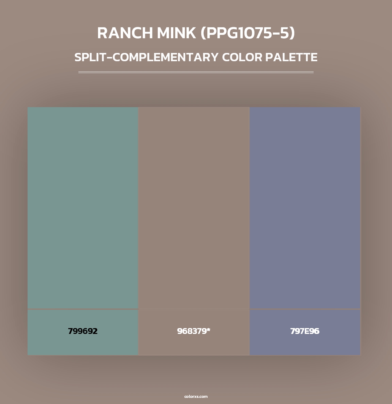 Ranch Mink (PPG1075-5) - Split-Complementary Color Palette