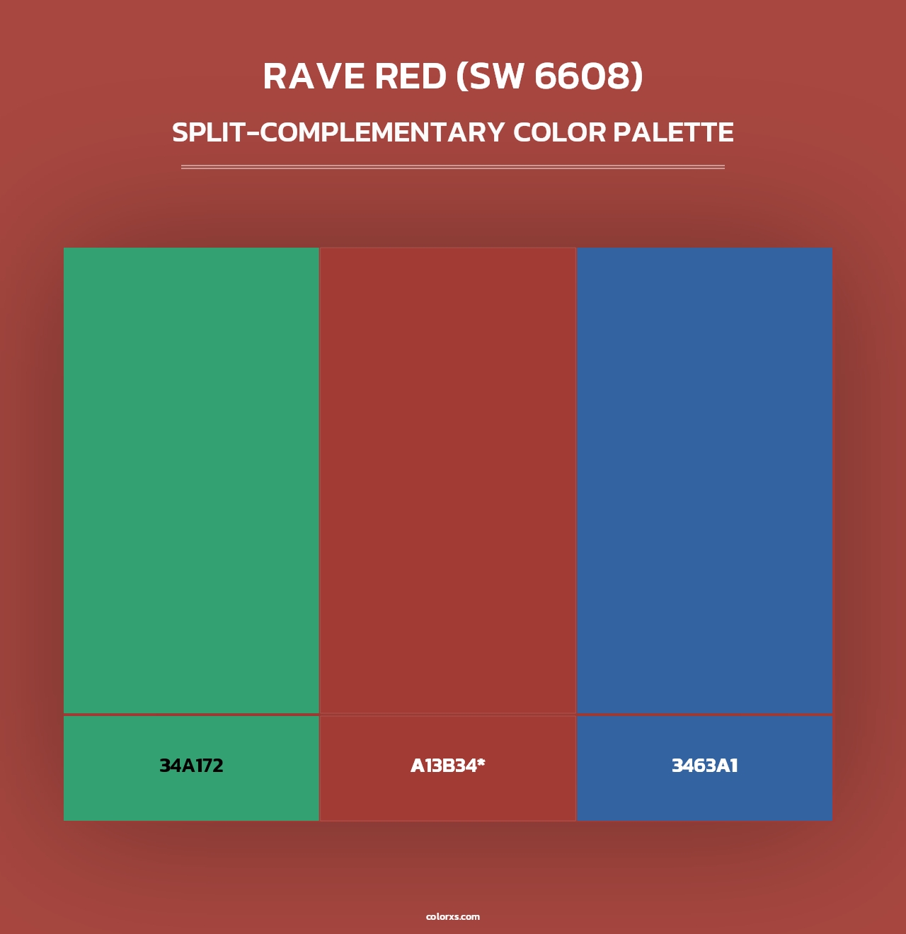 Rave Red (SW 6608) - Split-Complementary Color Palette