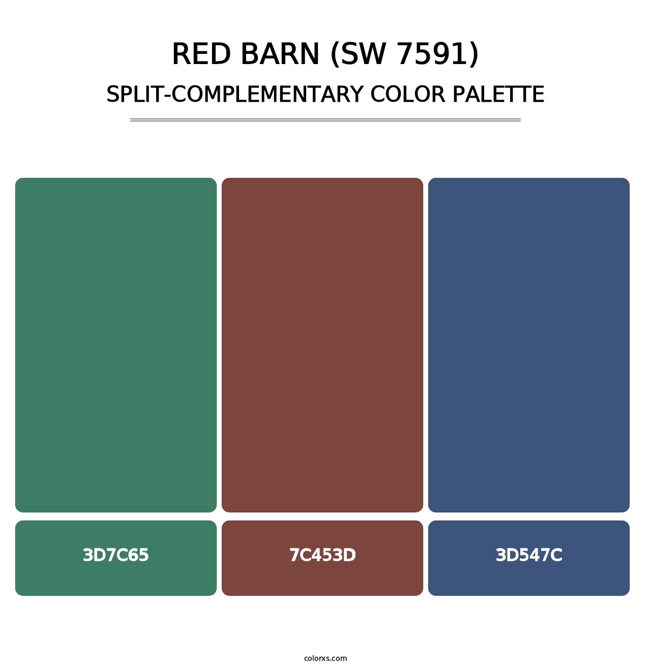 Red Barn (SW 7591) - Split-Complementary Color Palette