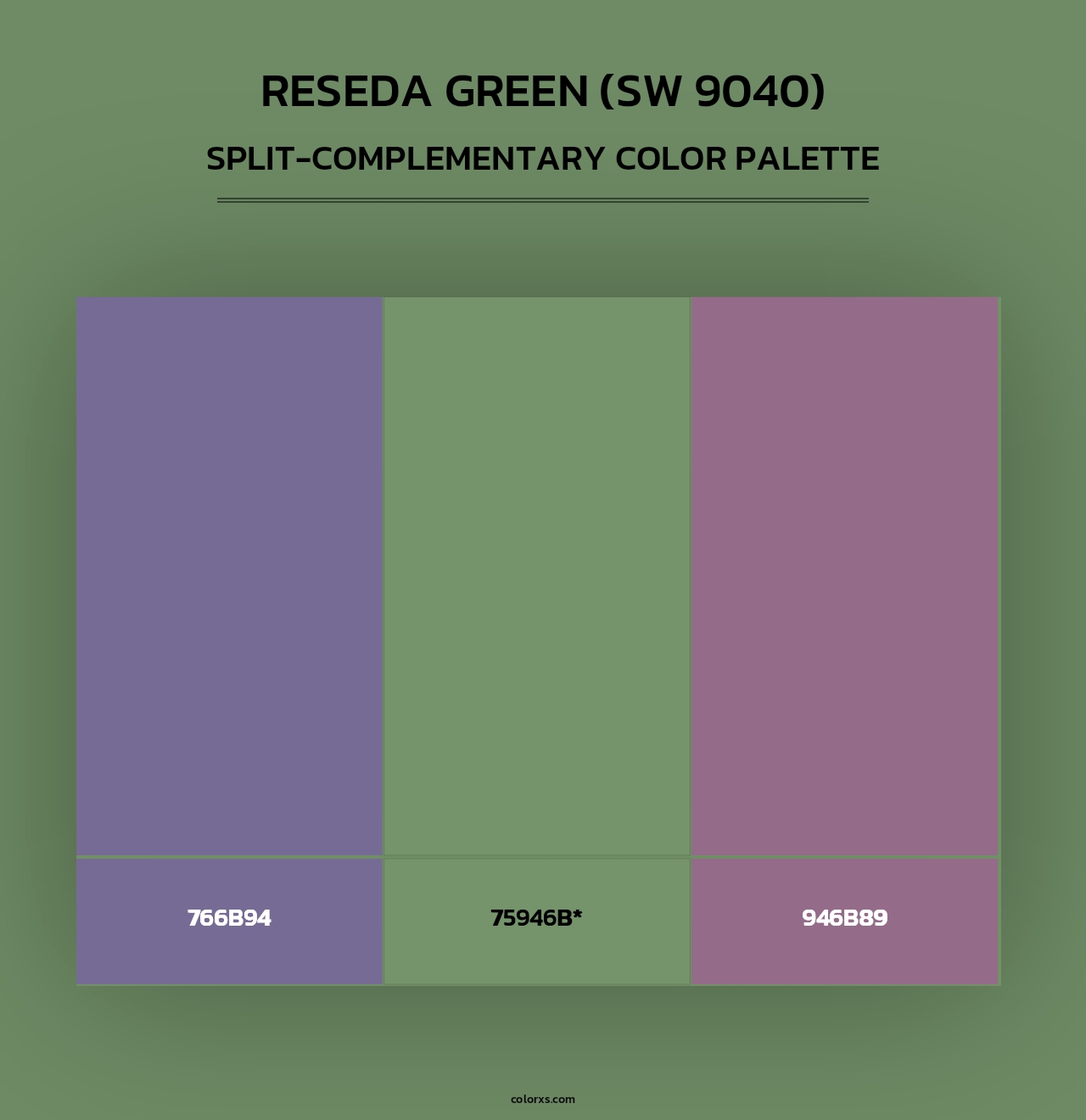 Reseda Green (SW 9040) - Split-Complementary Color Palette