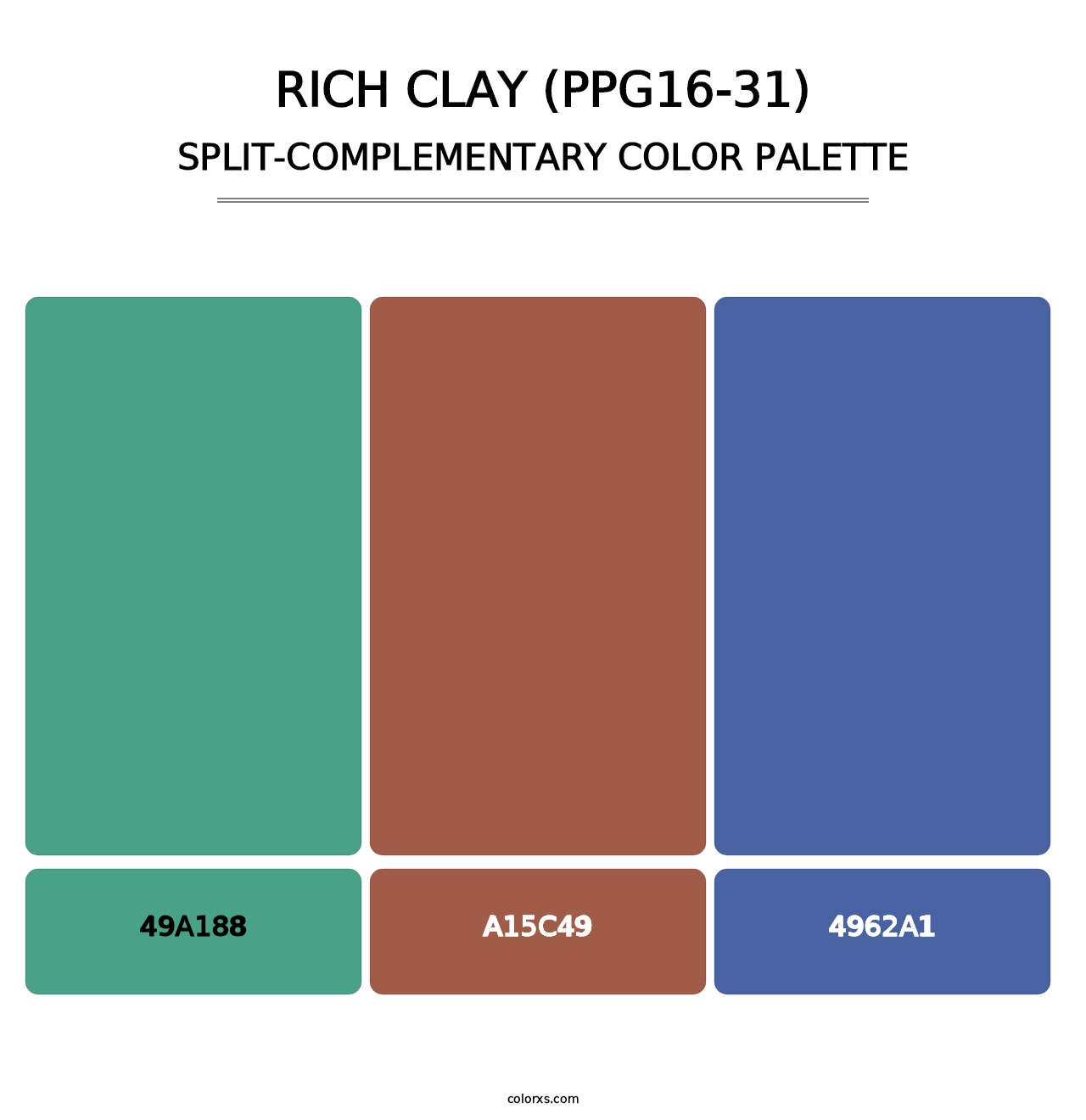 Rich Clay (PPG16-31) - Split-Complementary Color Palette