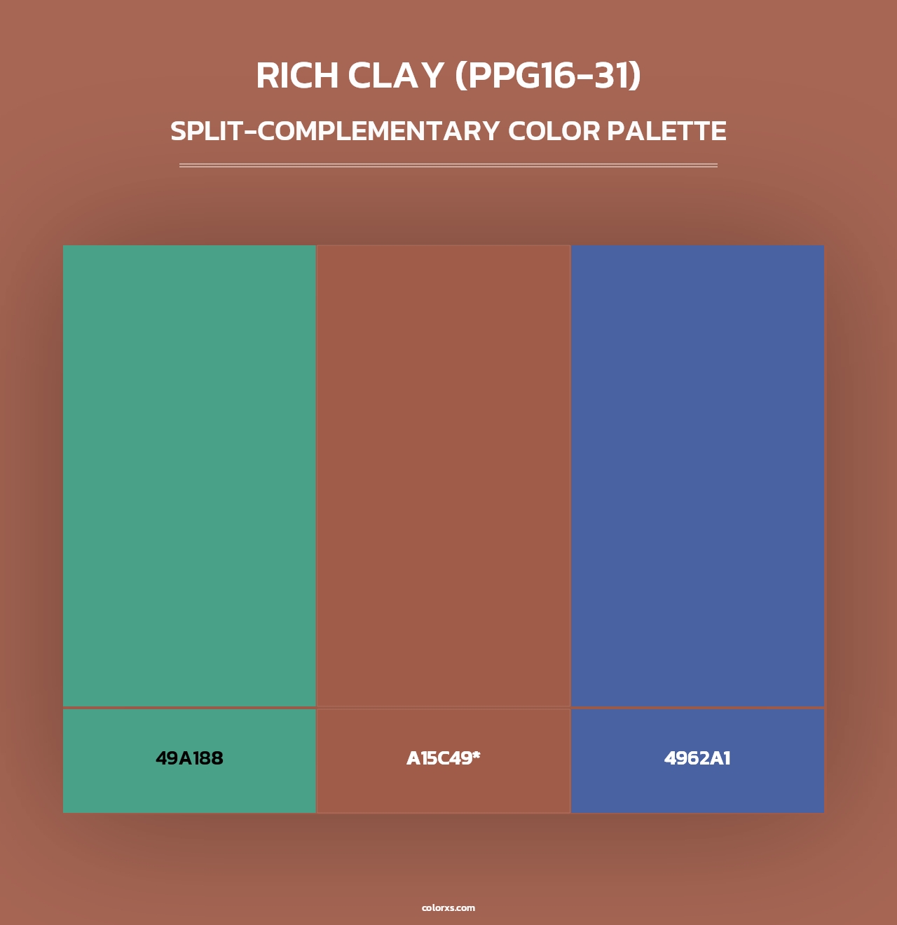 Rich Clay (PPG16-31) - Split-Complementary Color Palette