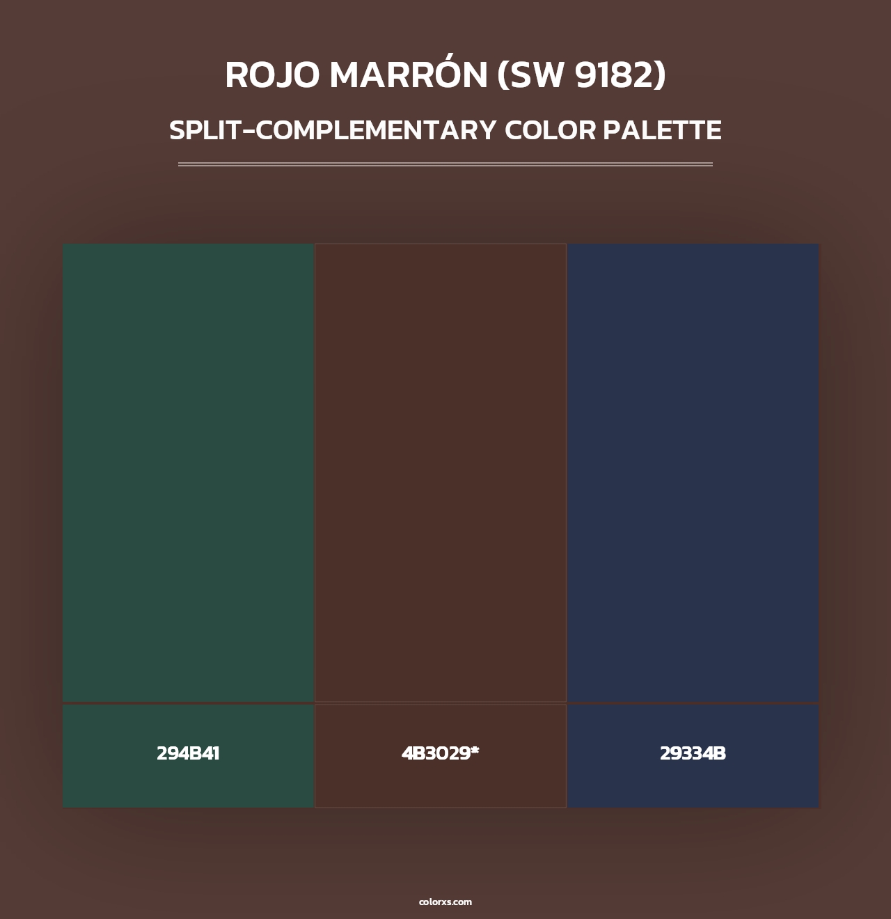 Rojo Marrón (SW 9182) - Split-Complementary Color Palette