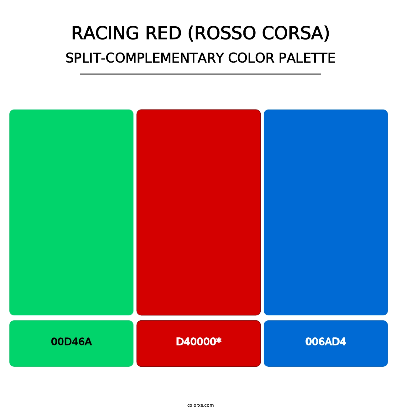 Racing Red (Rosso Corsa) - Split-Complementary Color Palette