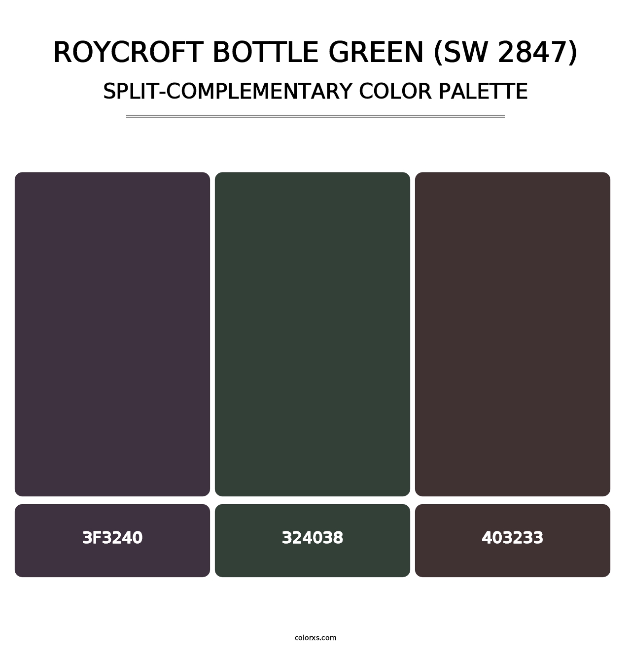Roycroft Bottle Green (SW 2847) - Split-Complementary Color Palette