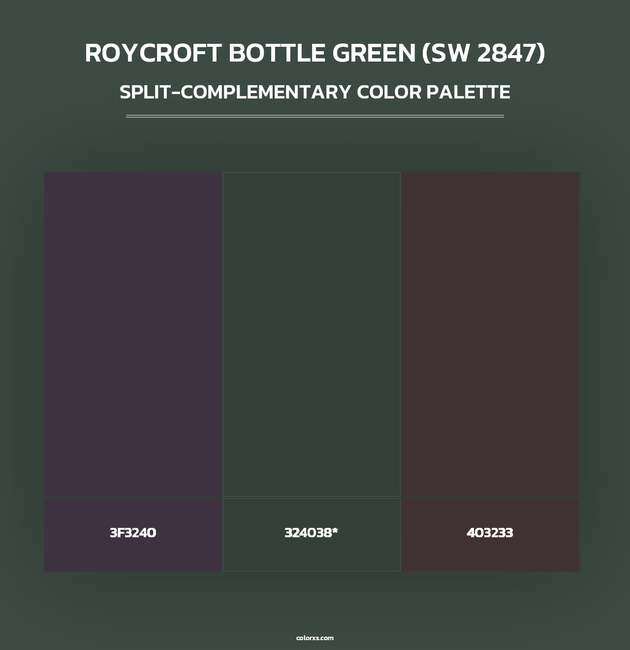 Roycroft Bottle Green (SW 2847) - Split-Complementary Color Palette