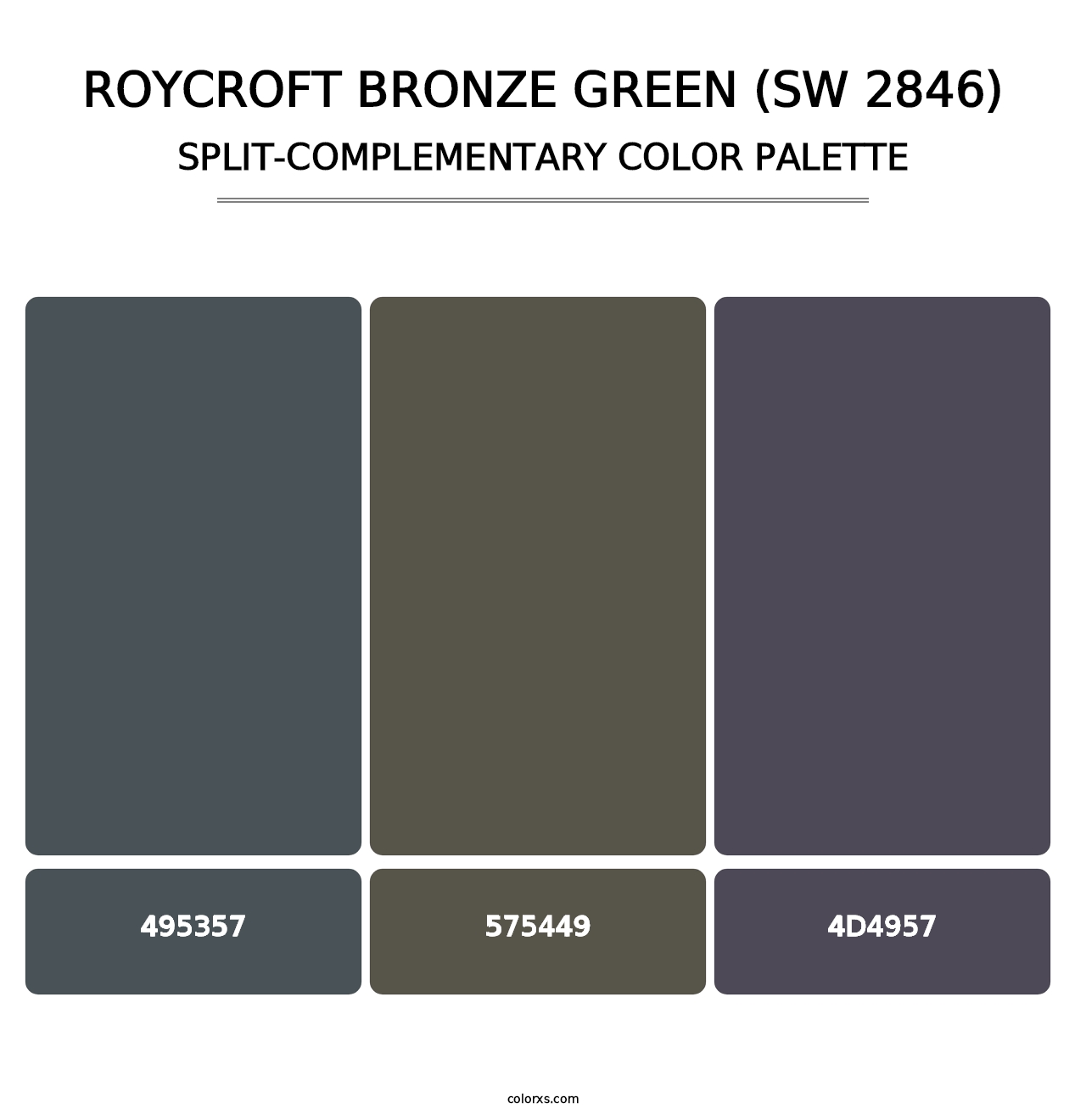 Roycroft Bronze Green (SW 2846) - Split-Complementary Color Palette