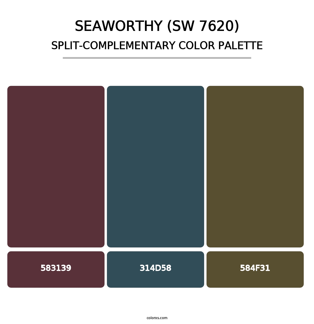 Seaworthy (SW 7620) - Split-Complementary Color Palette