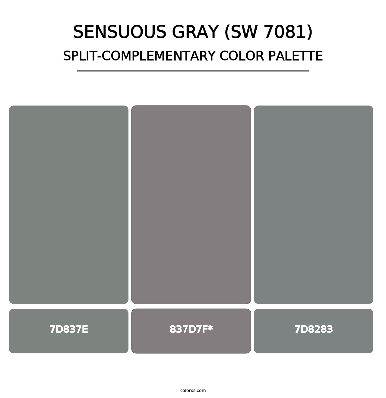 Sensuous Gray (SW 7081) - Split-Complementary Color Palette