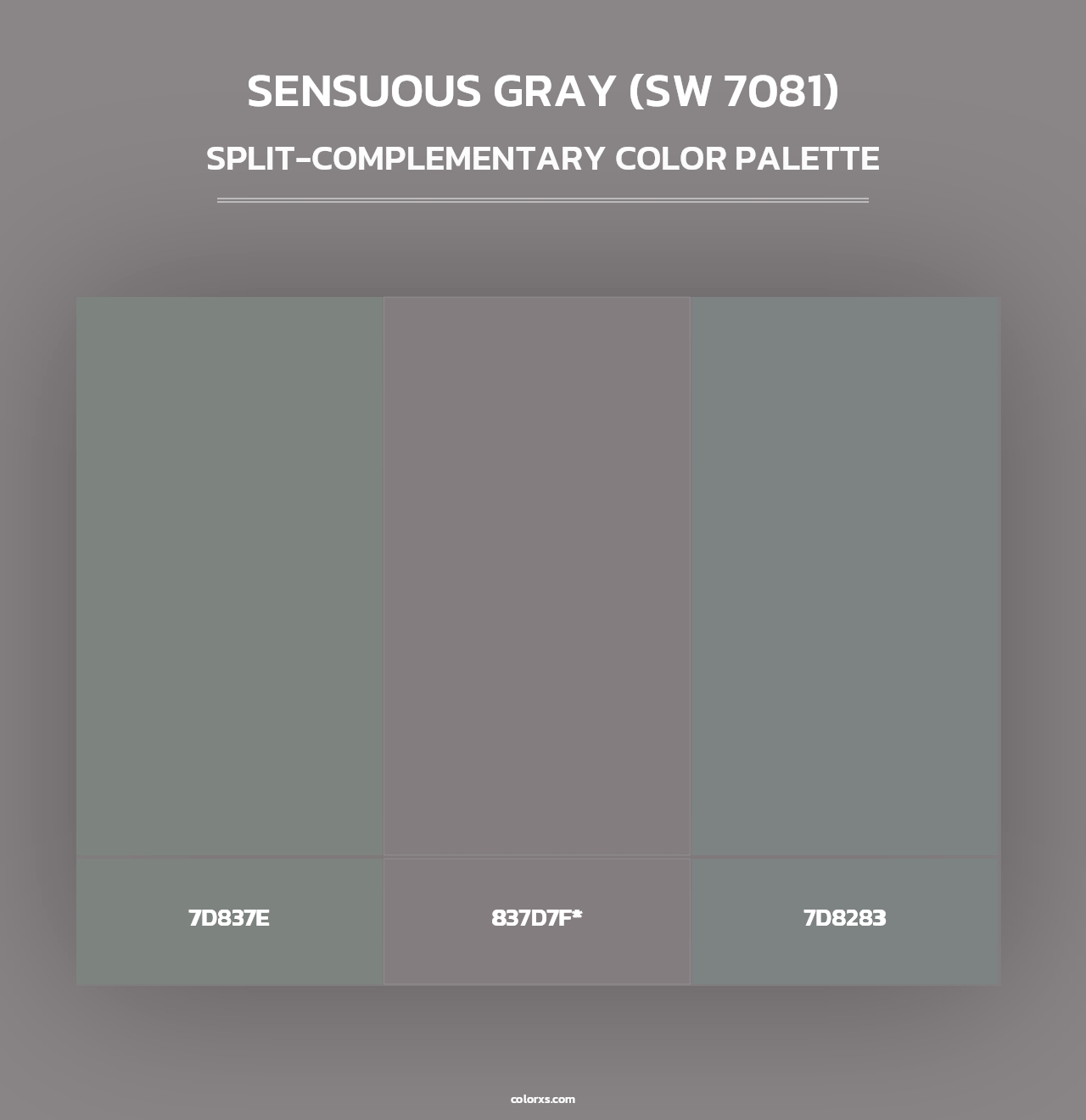 Sensuous Gray (SW 7081) - Split-Complementary Color Palette