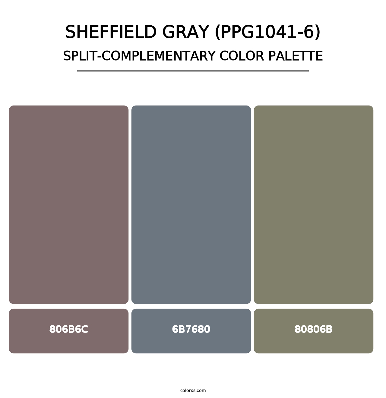 Sheffield Gray (PPG1041-6) - Split-Complementary Color Palette
