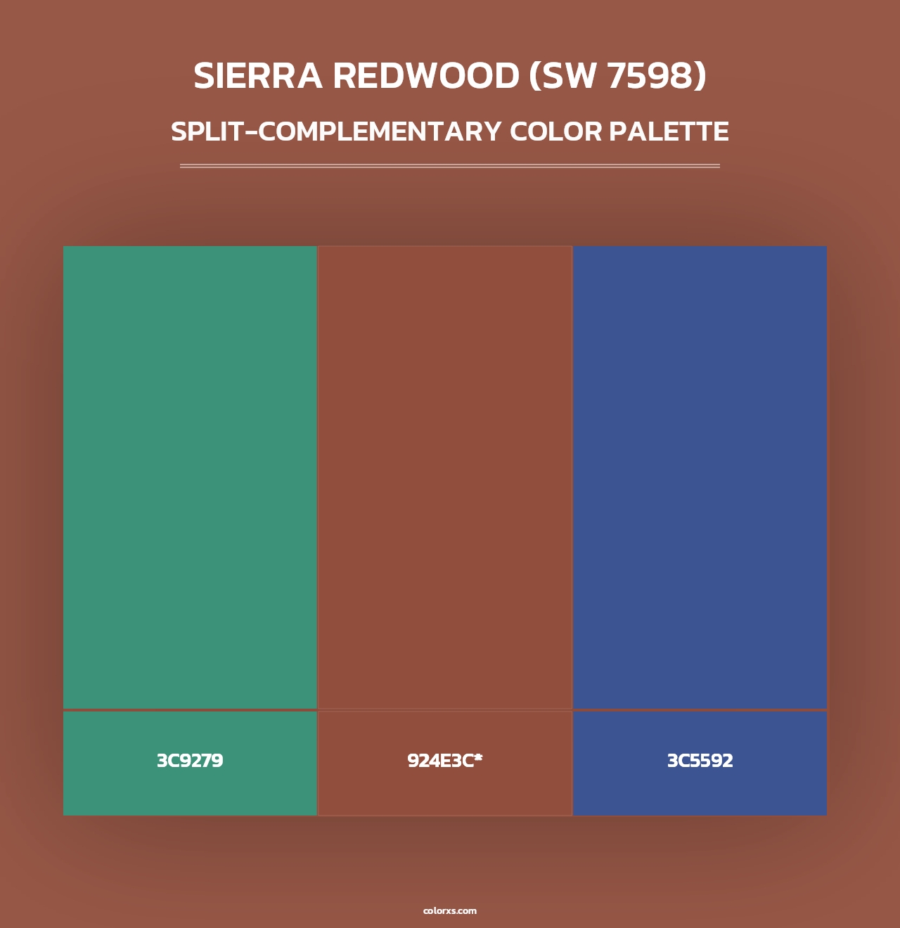 Sierra Redwood (SW 7598) - Split-Complementary Color Palette