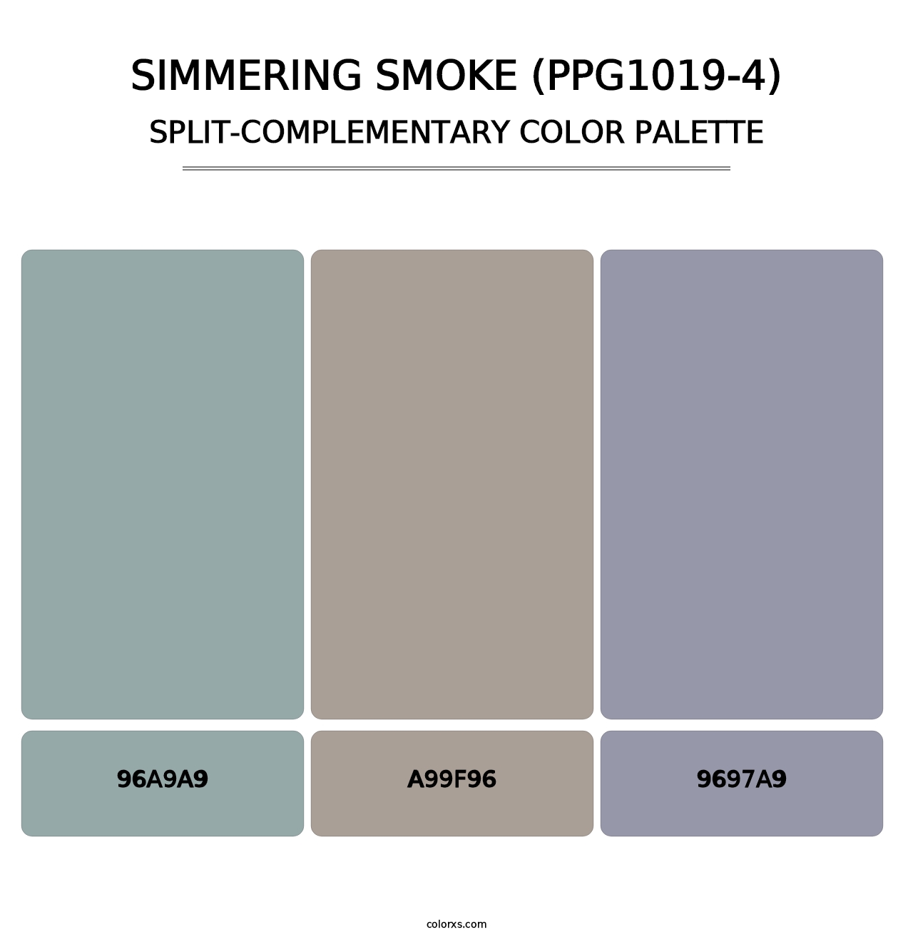 Simmering Smoke (PPG1019-4) - Split-Complementary Color Palette