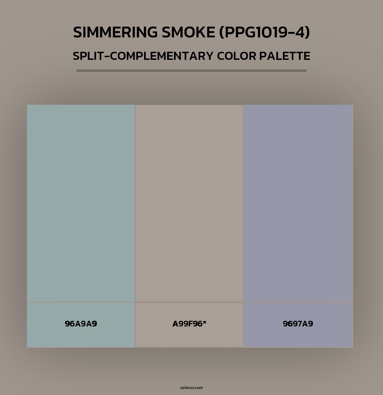 Simmering Smoke (PPG1019-4) - Split-Complementary Color Palette
