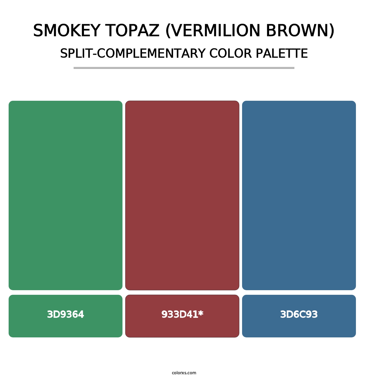 Smokey Topaz (Vermilion Brown) - Split-Complementary Color Palette