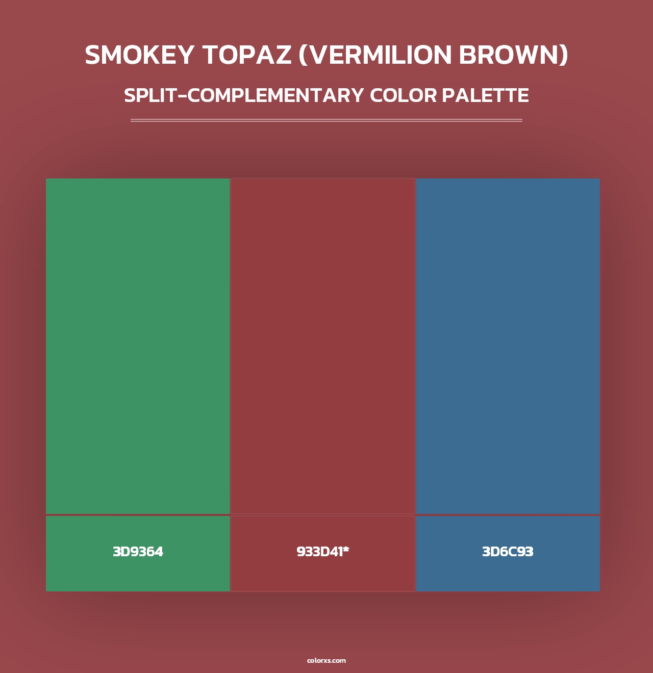 Smokey Topaz (Vermilion Brown) - Split-Complementary Color Palette