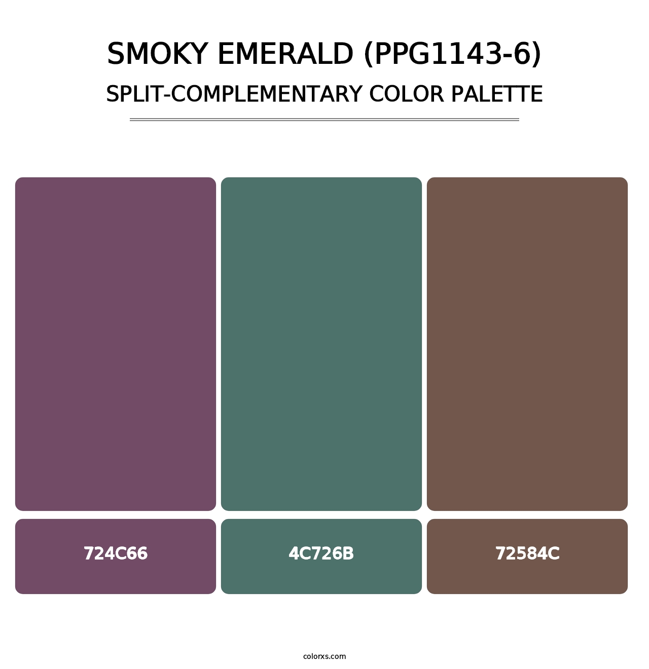 Smoky Emerald (PPG1143-6) - Split-Complementary Color Palette