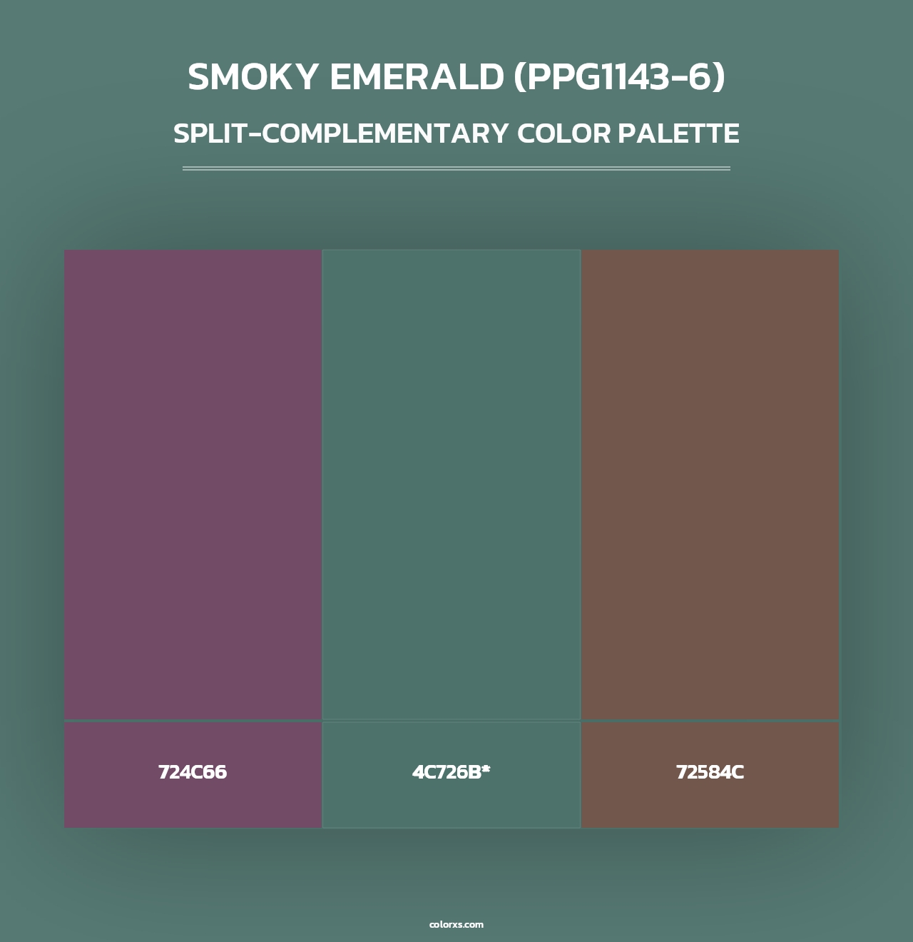 Smoky Emerald (PPG1143-6) - Split-Complementary Color Palette