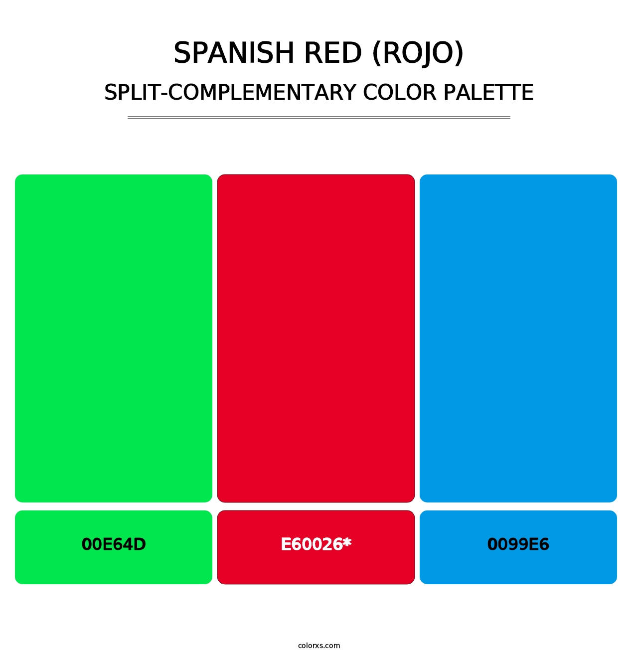 Spanish Red (Rojo) - Split-Complementary Color Palette