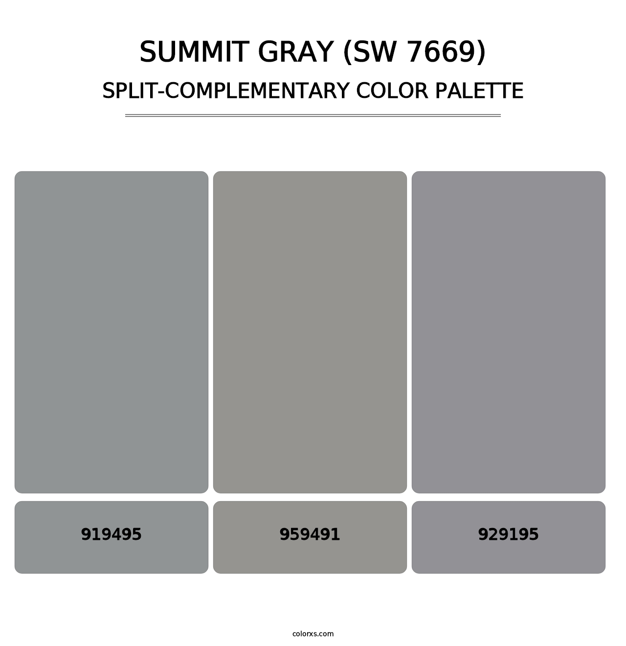 Summit Gray (SW 7669) - Split-Complementary Color Palette