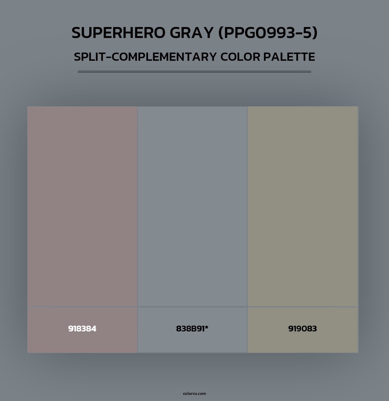 Superhero Gray (PPG0993-5) - Split-Complementary Color Palette