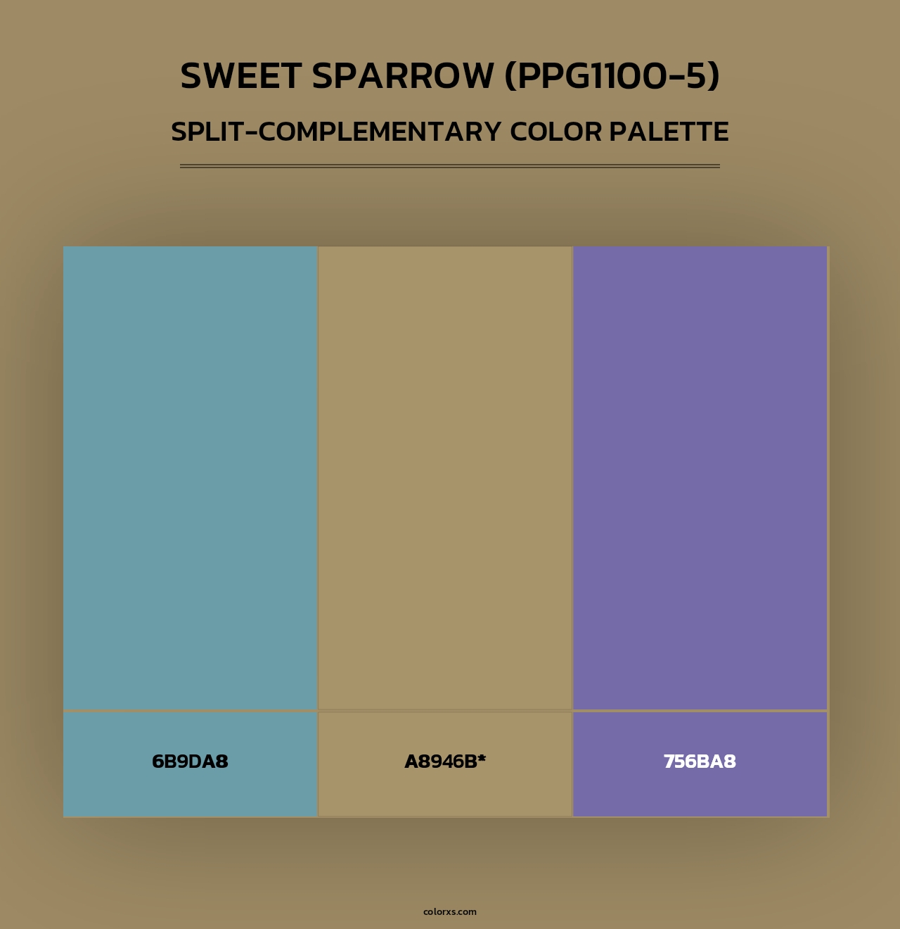 Sweet Sparrow (PPG1100-5) - Split-Complementary Color Palette