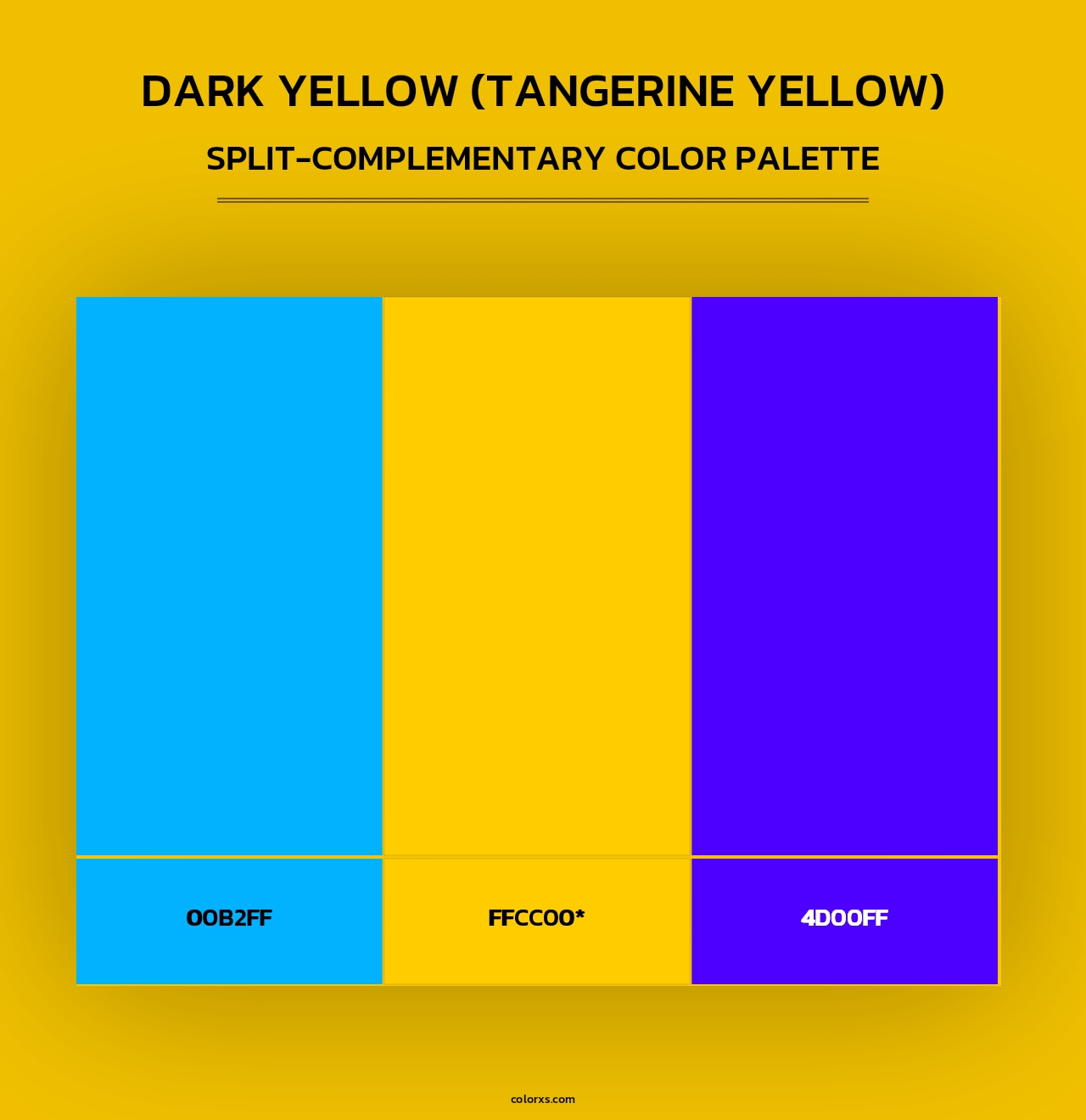 Dark Yellow (Tangerine Yellow) - Split-Complementary Color Palette