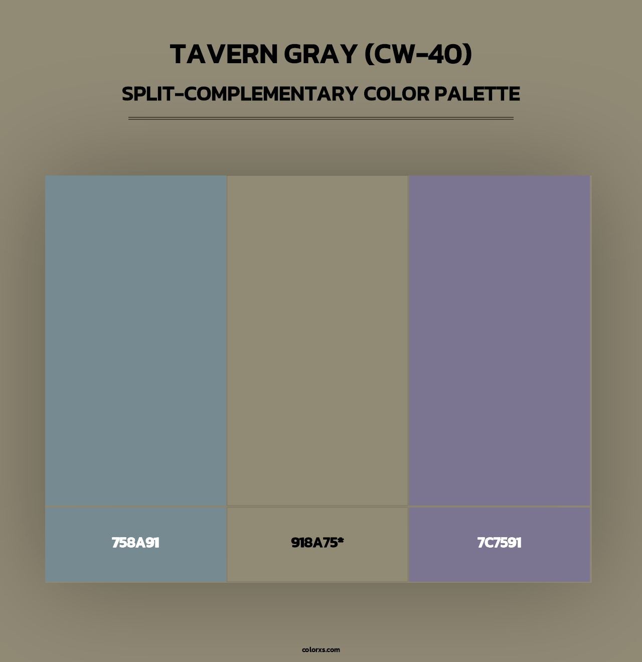 Tavern Gray (CW-40) - Split-Complementary Color Palette