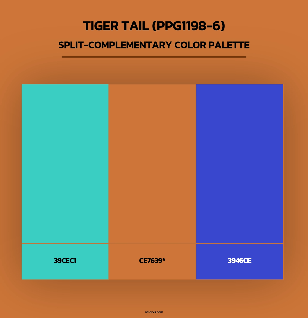 Tiger Tail (PPG1198-6) - Split-Complementary Color Palette