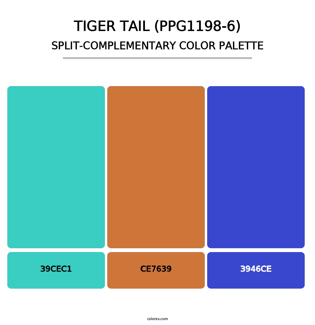 Tiger Tail (PPG1198-6) - Split-Complementary Color Palette