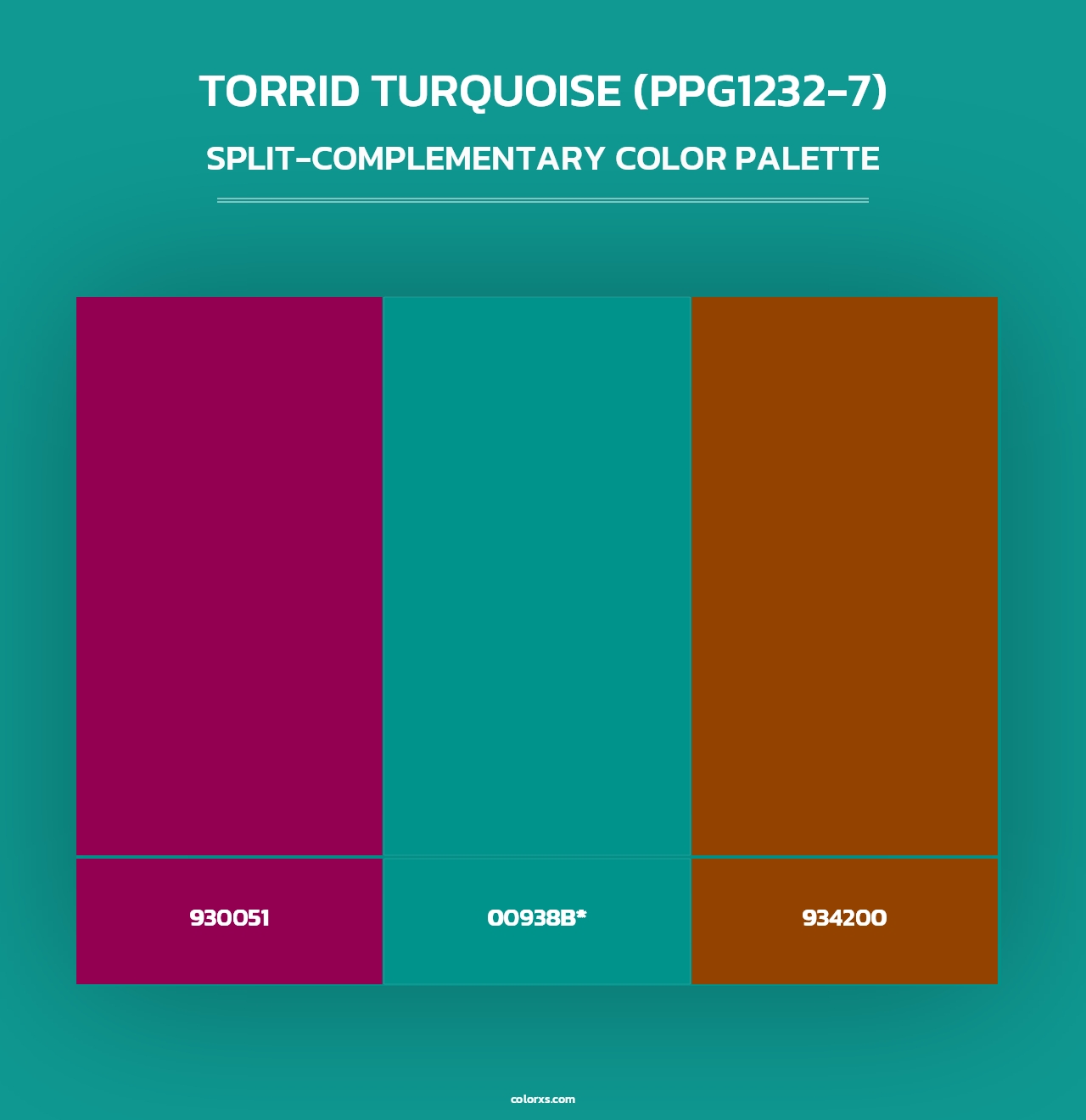 Torrid Turquoise (PPG1232-7) - Split-Complementary Color Palette