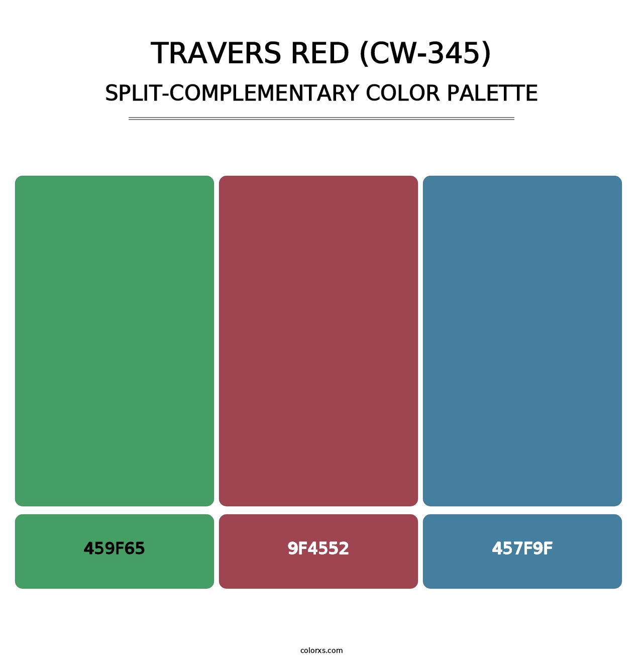 Travers Red (CW-345) - Split-Complementary Color Palette