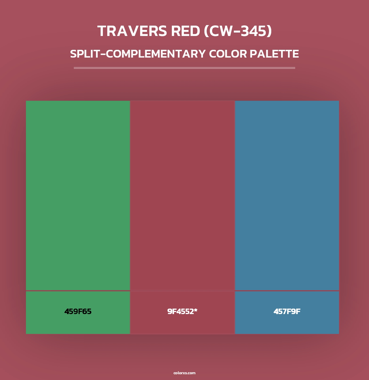 Travers Red (CW-345) - Split-Complementary Color Palette