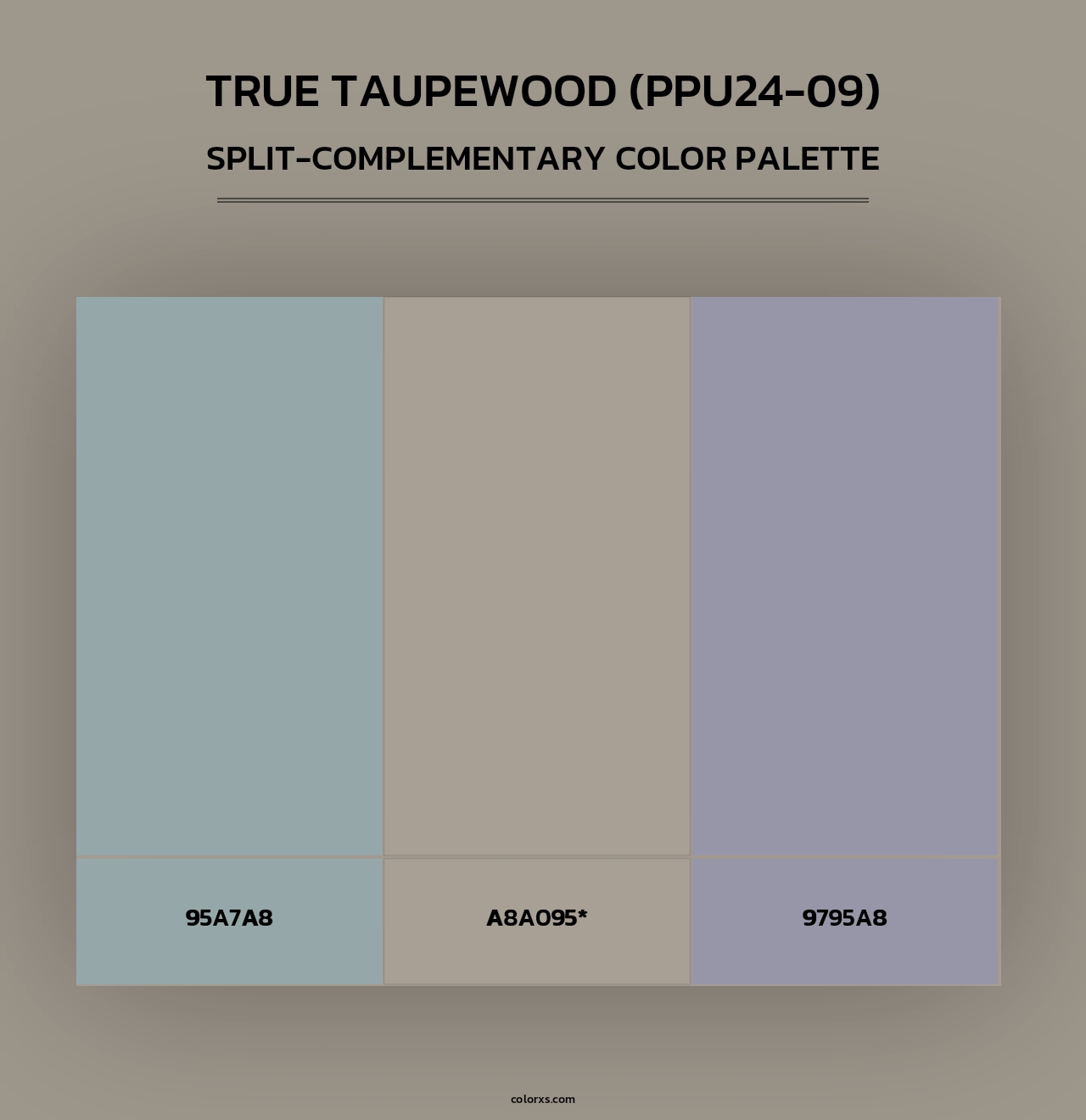 True Taupewood (PPU24-09) - Split-Complementary Color Palette