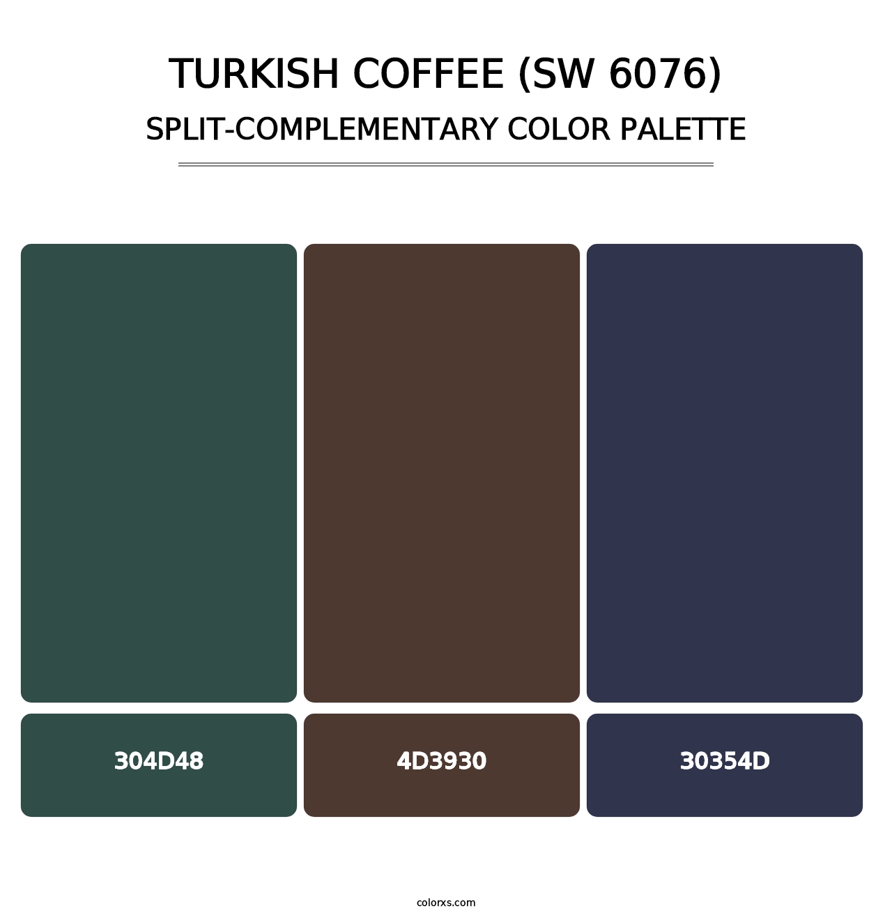 Turkish Coffee (SW 6076) - Split-Complementary Color Palette